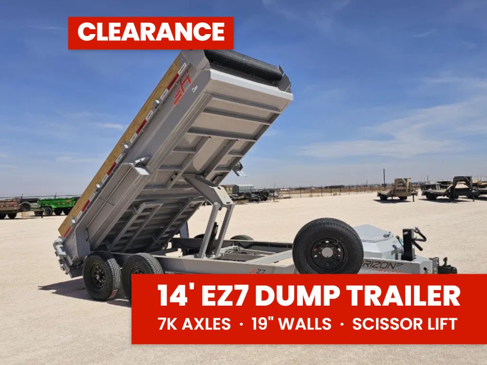 14' Horizon EZ7 Bumper Pull Dump Trailer 19" Sides - (2) 7K Axles