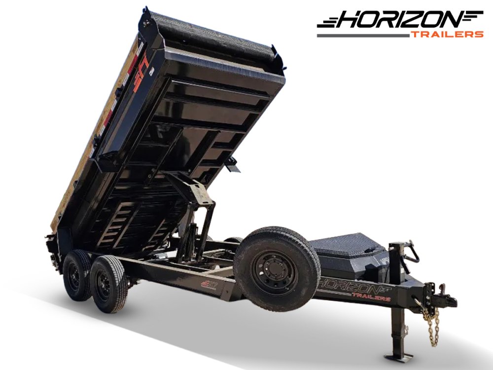 14' Horizon EZ7 Bumper Pull Dump Trailer 19" Sides - (2) 7K Axles