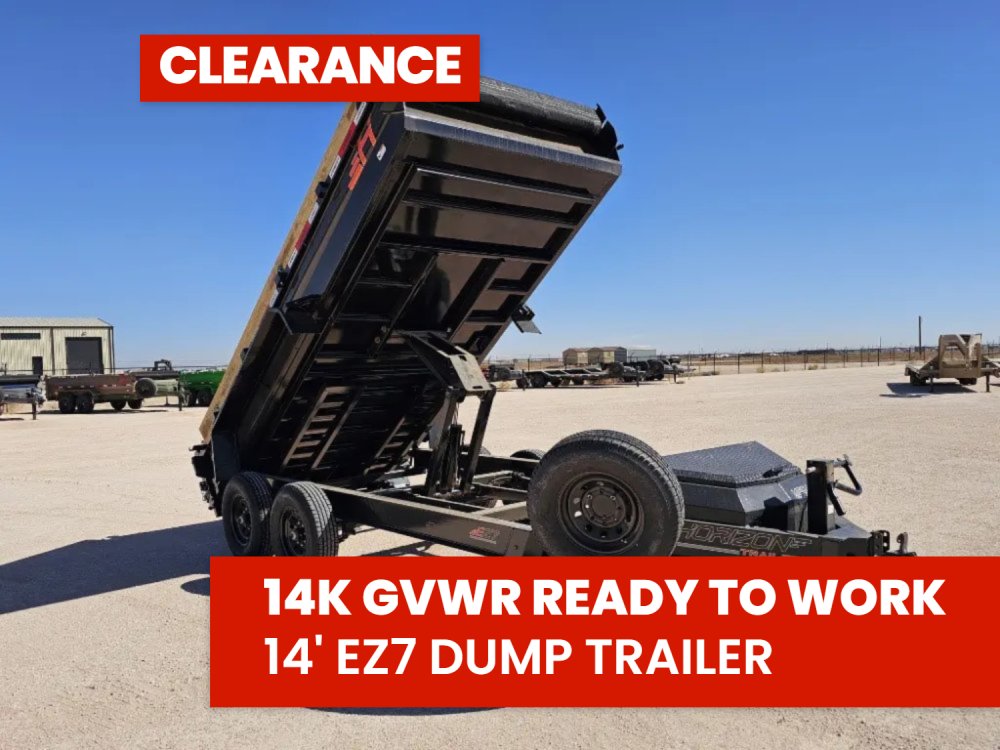 14' Horizon EZ7 Bumper Pull Dump Trailer 19" Sides - (2) 7K Axles