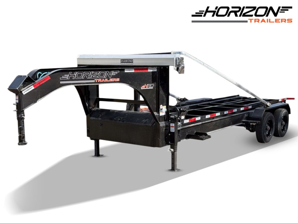 20' Horizon HRD Gooseneck Roll Off Base Trailer Telescopic 24k Lift - (2) 10K Axles - Electric Tarp