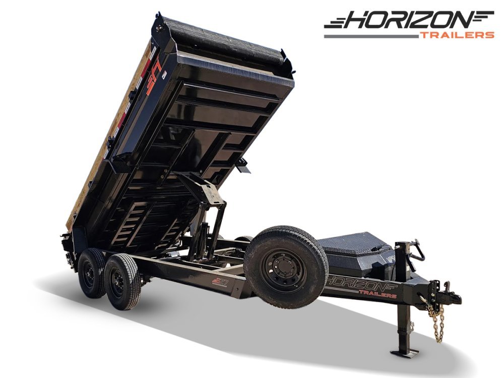 14' Horizon EZ7 Bumper Pull Dump Trailer 19" Sides - (2) 7K Axles