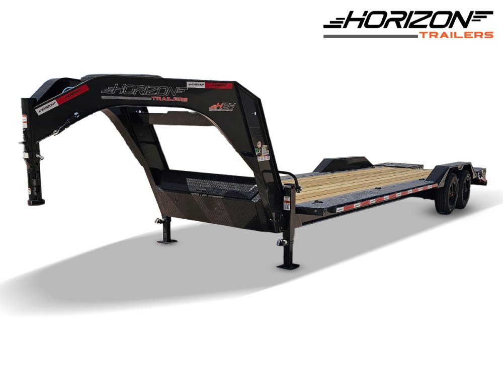 26' HEH Gooseneck Equipment Trailer Drive Over Fenders Mega Ramps - (2) 10K Axles