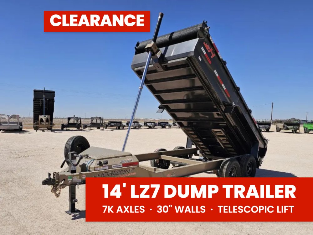 14' Horizon LZ7 Bumper Pull Dump Trailer 30" Side Walls - (2) 7K Axles