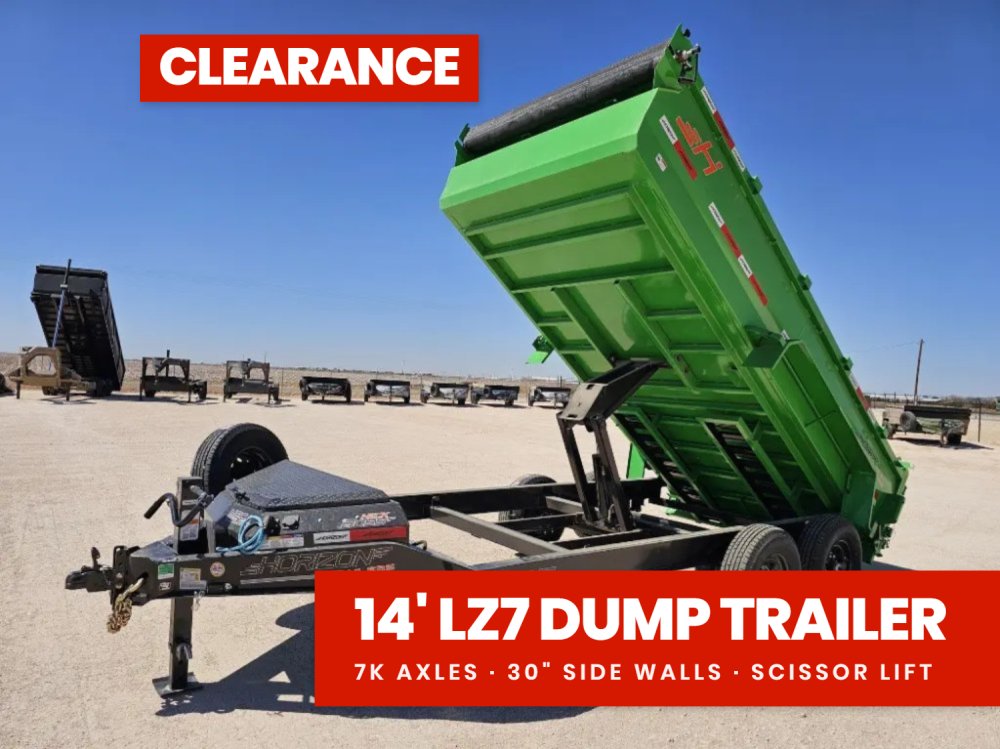 14' Horizon LZ7 Bumper Pull Dump Trailer 30" Side Walls - (2) 7K Axles