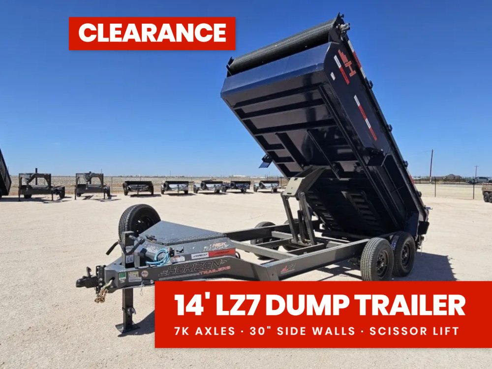 14' Horizon LZ7 Bumper Pull Dump Trailer 30" Side Walls - (2) 7K Axles