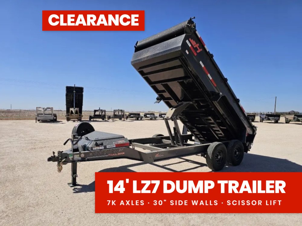 14' Horizon LZ7 Bumper Pull Dump Trailer 30" Side Walls - (2) 7K Axles