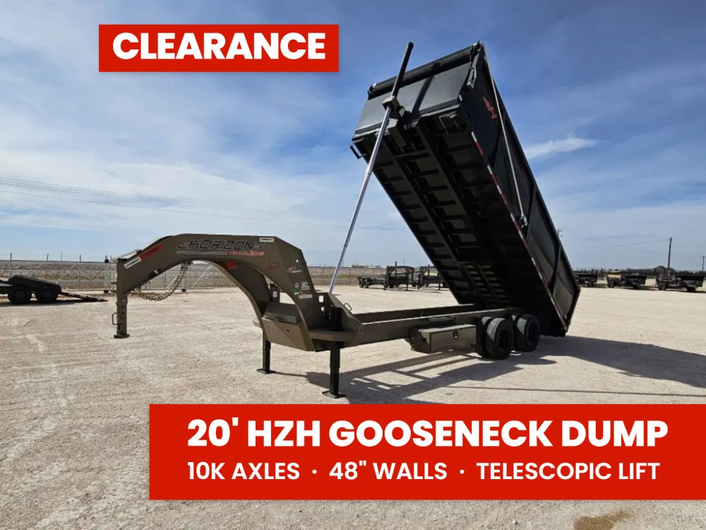 20 Horizon HZH Gooseneck Dump Trailer 48" Side Walls Hydraulic Jacks Telescopic - (2) 10K Axles