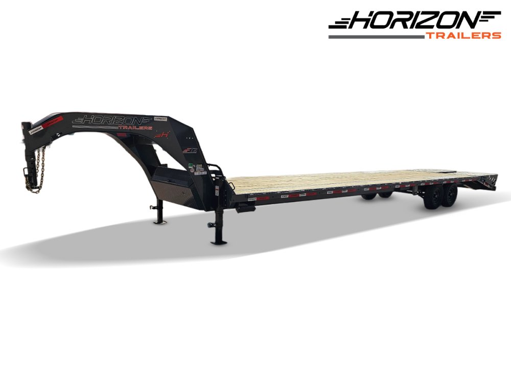 36' Horizon FTZ Gooseneck Hotshot Non-CDL Deckover Trailer Mega Ramps - (2) 7K Axles