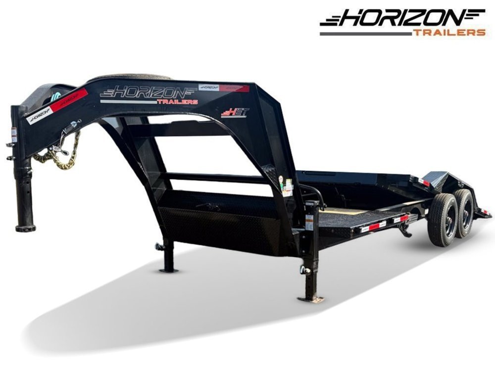 26' Horizon HET Gooseneck Equipment Tilt Trailer Drive Over Fenders - (2) 10K Axles - Black