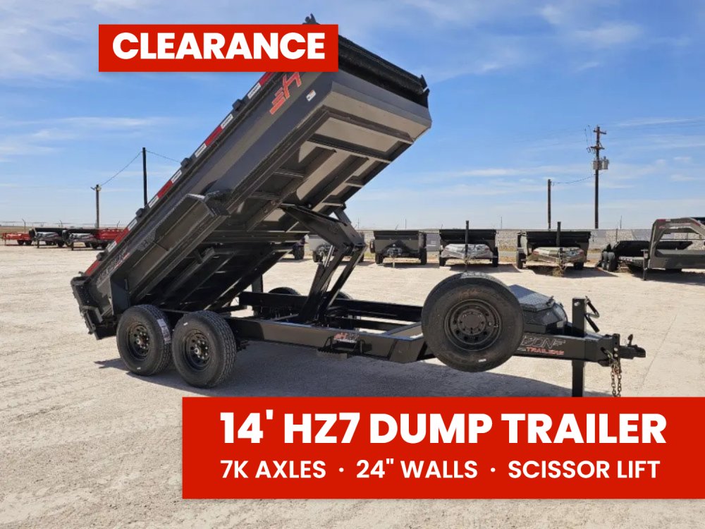 14' Horizon HZ7 Bumper Pull Dump Trailer 24" Side Walls - (2) 7K Axles