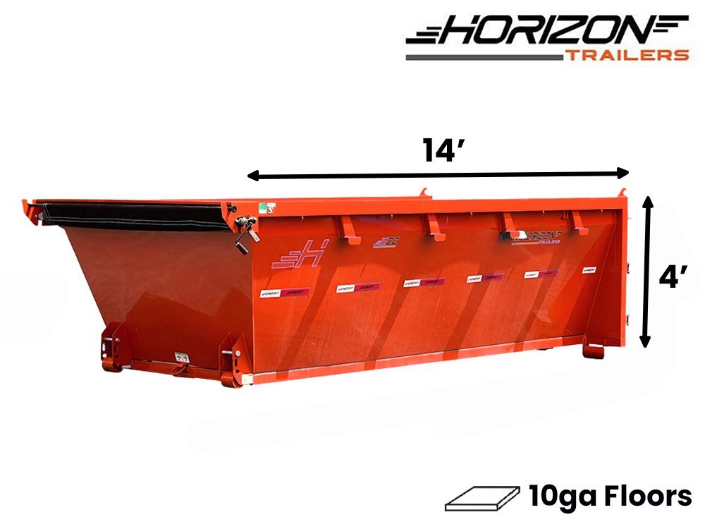 14' Horizon EDZ Roll Off Bin 4' Wall + Tarp