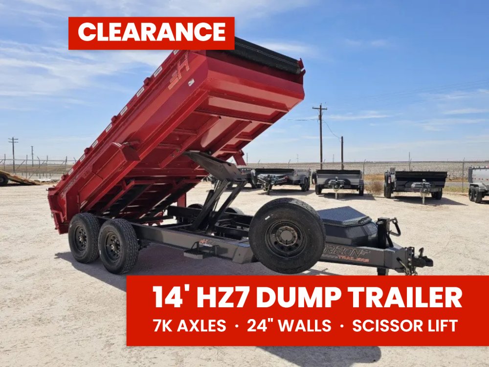 14' Horizon HZ7 Bumper Pull Dump Trailer 24" Side Walls - (2) 7K Axles