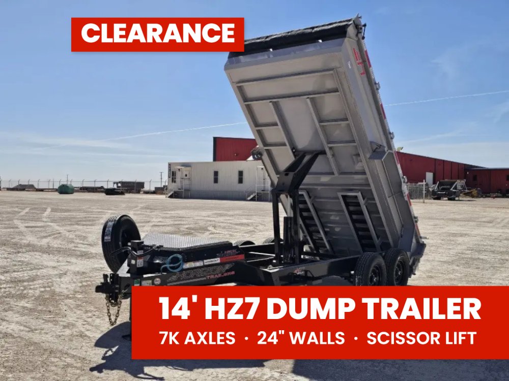 14' Horizon HZ7 Bumper Pull Dump Trailer 24" Side Walls - (2) 7K Axles