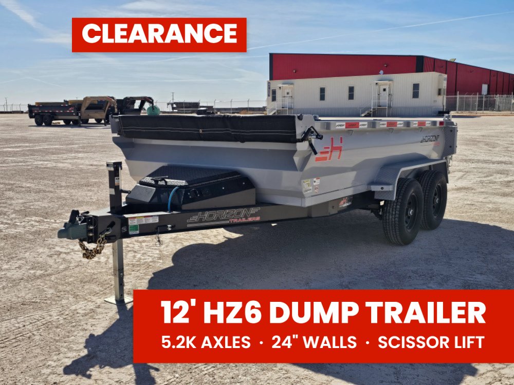 12' Horizon HZ6 Bumper Pull Dump Trailer 24" Side Walls - (2) 5.2K Axles