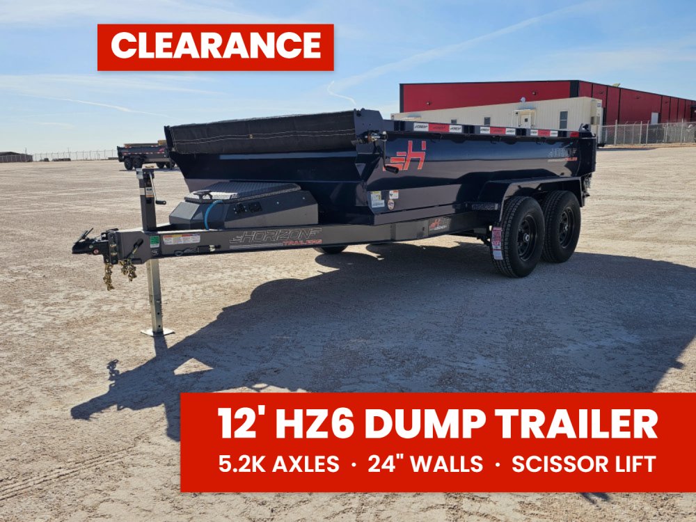 12' Horizon HZ6 Bumper Pull Dump Trailer 24" Side Walls - (2) 5.2K Axles