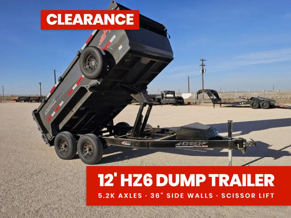 12' Horizon HZ6 Bumper Pull Dump Trailer 36" Side Walls - (2) 5.2K Axles