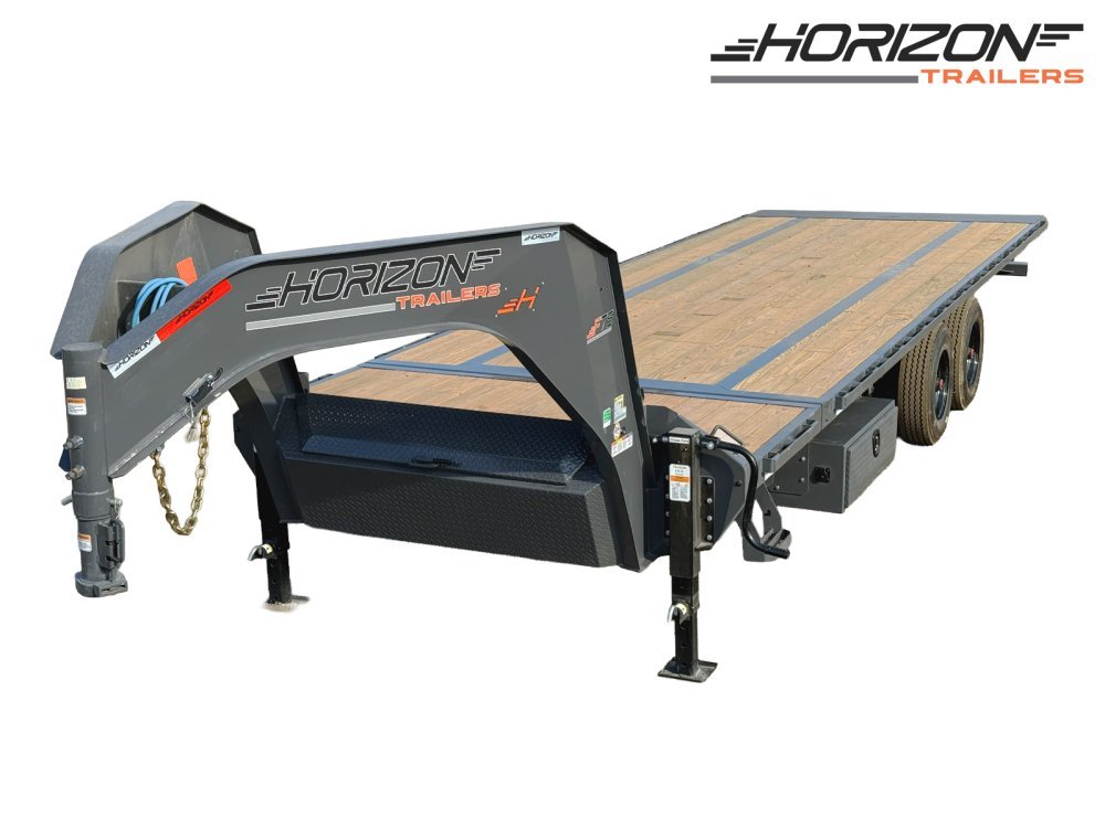 28' Horizon FTS Gooseneck Hydraulic Deckover Tilt Trailer - (2) 10K Axles - Ash Gray