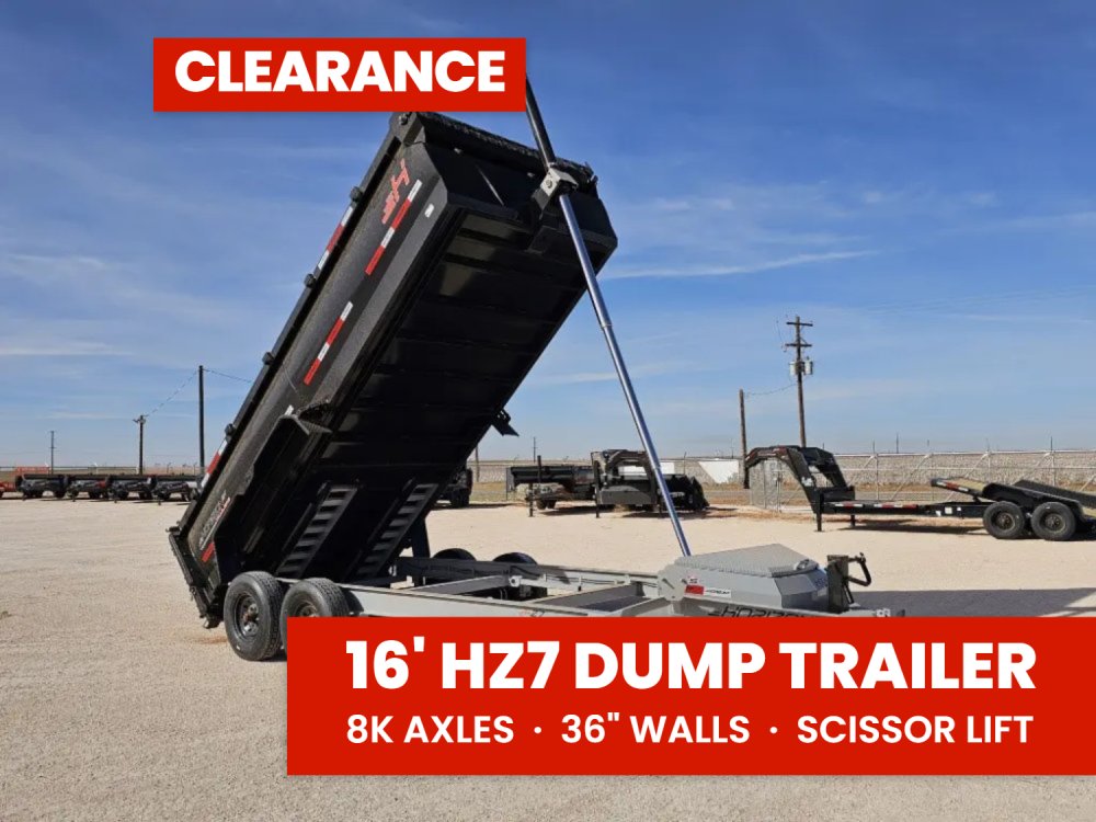 16' Horizon HZ7 Bumper Pull Dump Trailer 36" Side Walls - (2) 8K Axles