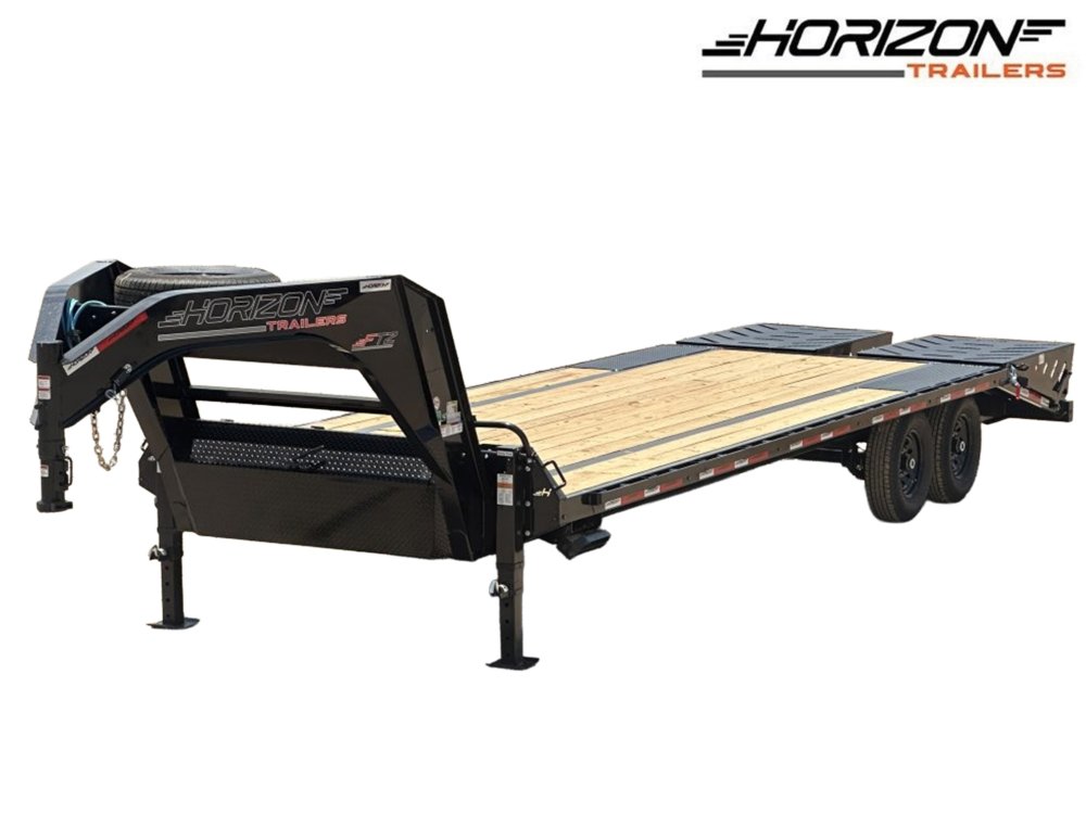 26' Horizon FTZ Gooseneck Deckover Trailer Mega Ramps - (2) 7K Axles