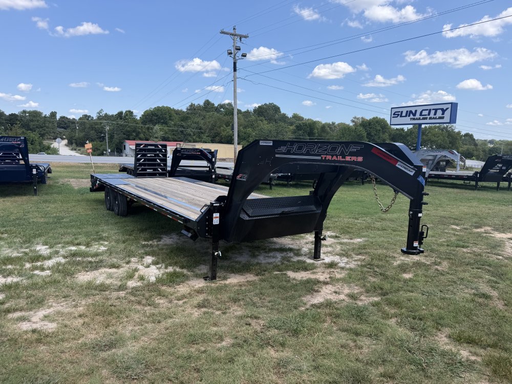 26' Horizon FTZ Gooseneck Deckover Trailer Mega Ramps - (2) 7K Axles