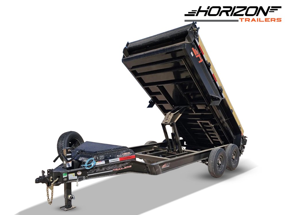 14' Horizon EZ7 Bumper Pull Dump Trailer 19" Sides - (2) 7K Axles