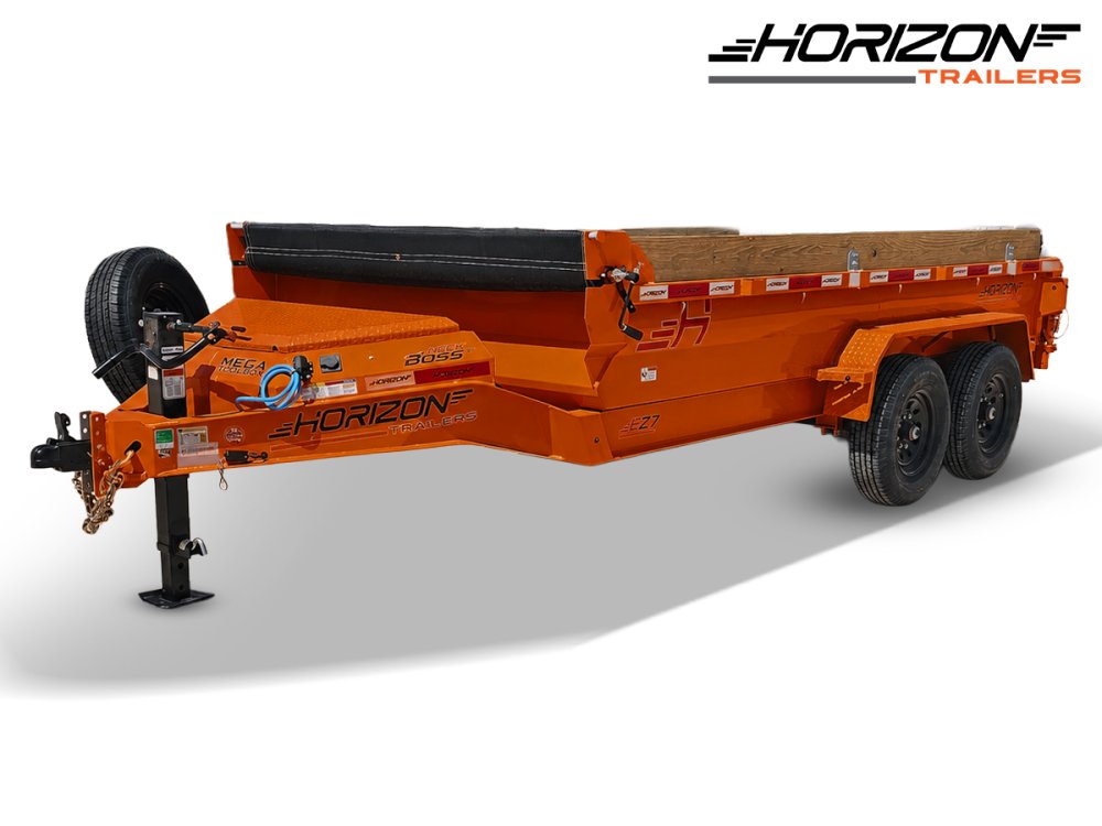 14' Horizon EZ7 Bumper Pull Dump Trailer 19" Sides - (2) 7K Axles - Orange