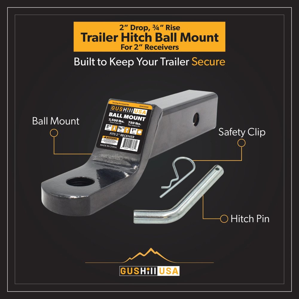 Hitch: 2" Drop / 1" Hole Gushill