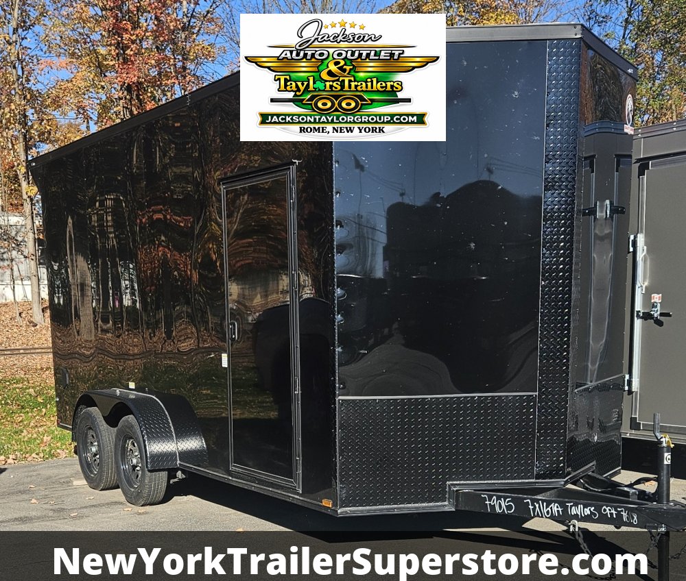 2027 Quality Cargo 7x16 w/ 7'5 Ceiling, Rear Wing, Two-Tone, Blackout Package
