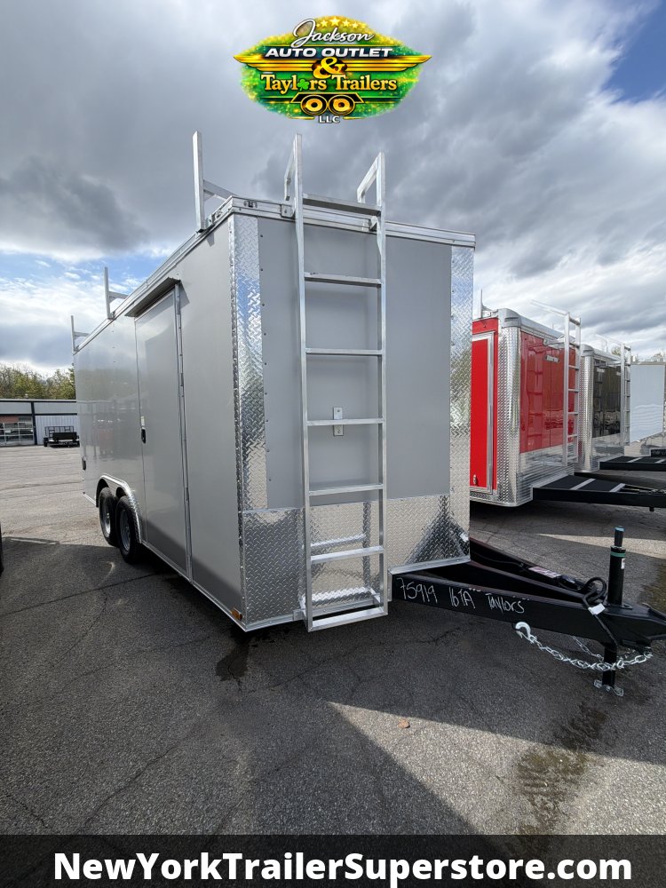 2026 Quality Cargo 8.5x16 Contractor Job Trailer w/ 6'6 Ceiling, Walkable Roof, Ladder Racks, Ladder