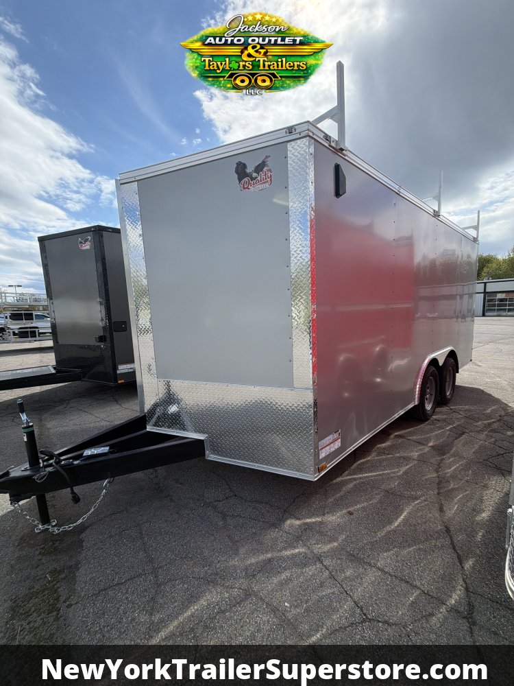 2026 Quality Cargo 8.5x16 Contractor Job Trailer w/ 6'6 Ceiling, Walkable Roof, Ladder Racks, Ladder