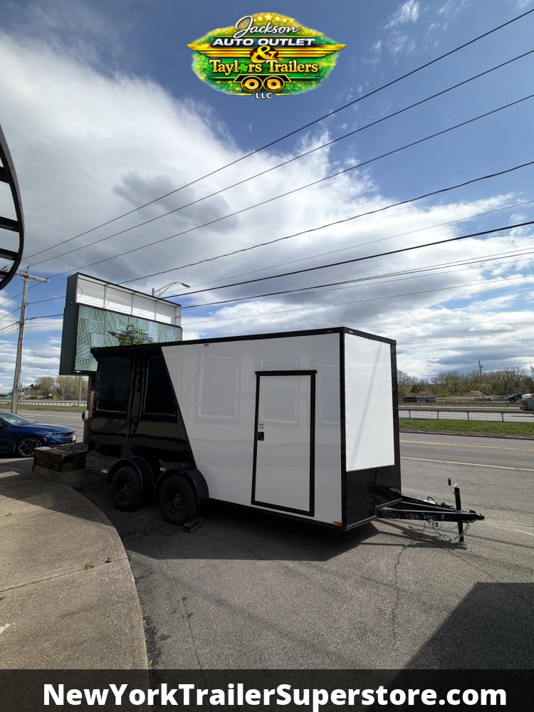 2026 Quality Cargo 7x16 w/ 7'5 Ceiling, Rear Wing, Two-Tone, Blackout Package