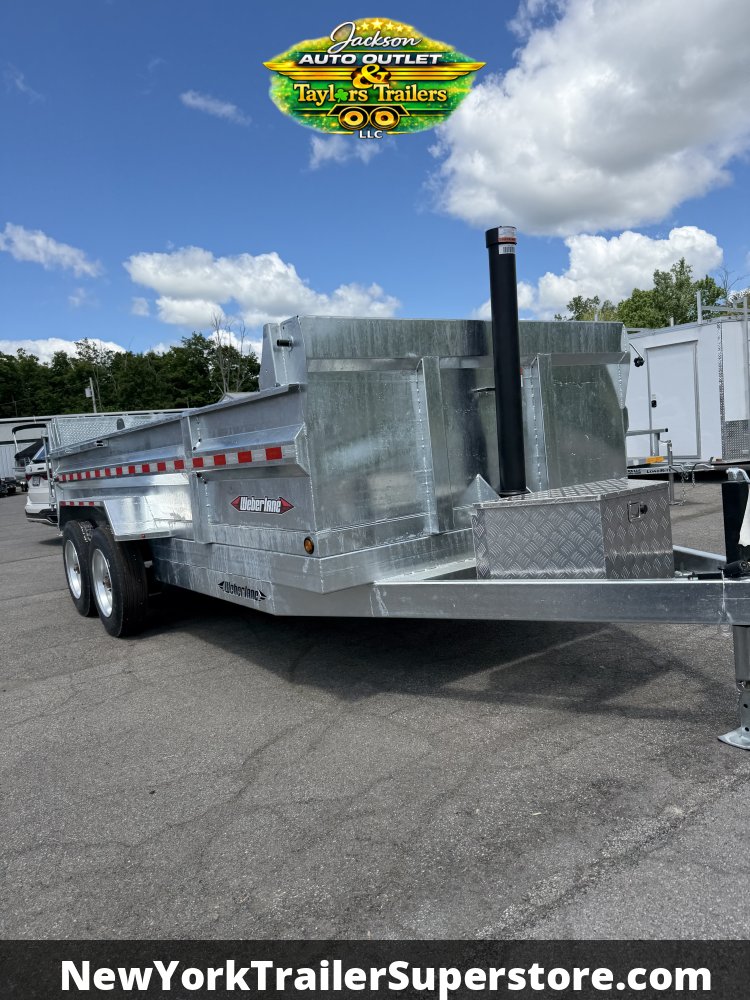 2026 Weberlane 82x16 Galvanized Dump Trailer 17.9K GVW w/ Barn Door Ramp Combo