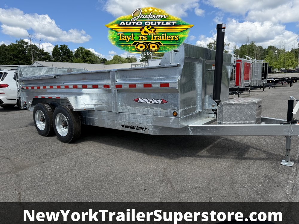 2026 Weberlane 82x16 Galvanized Dump Trailer 17.9K GVW w/ Barn Door Ramp Combo