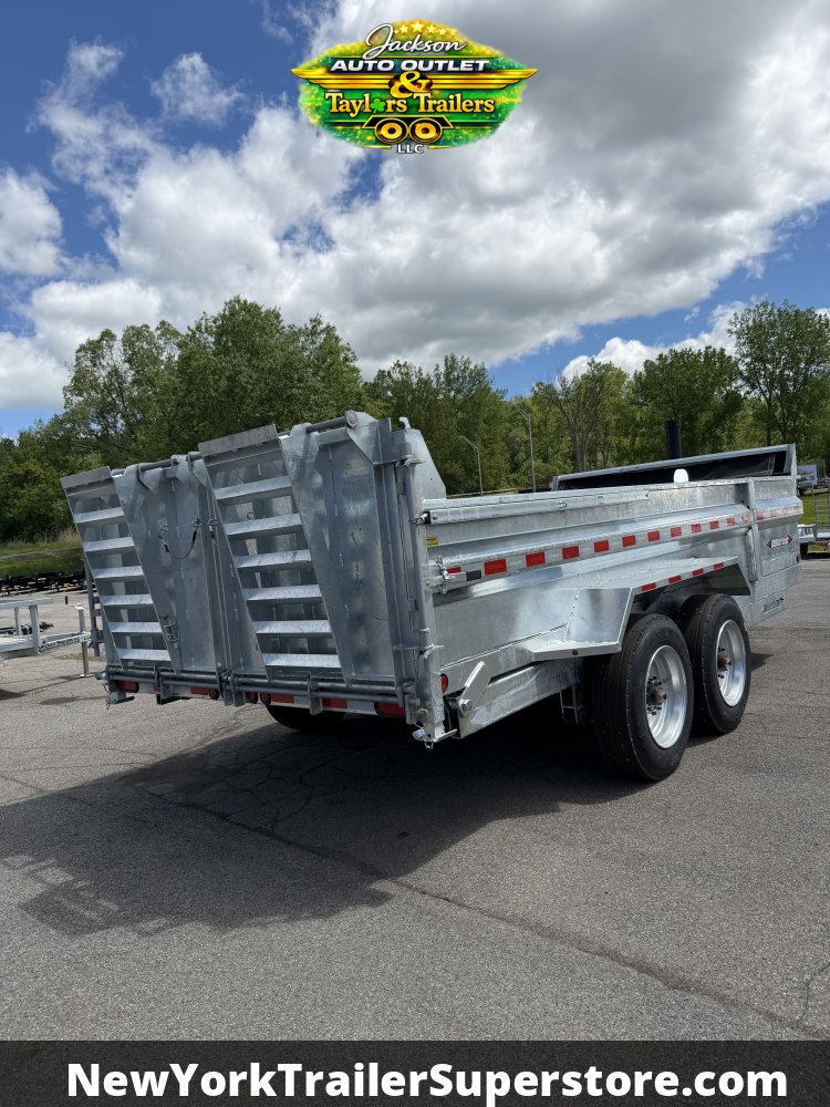 2026 Weberlane 82x16 Galvanized Dump Trailer 17.9K GVW w/ Barn Door Ramp Combo