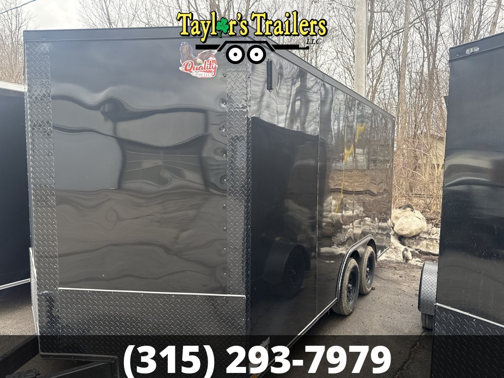 2025 Quality Cargo 8.5x16 Ta 7K Gvw Enclosed Trailer 7' Ceiling BLK/OUT PKG