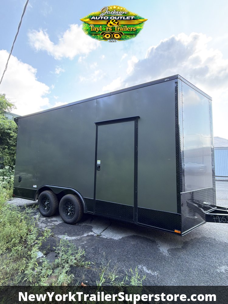 2027 Quality Cargo 8.5x16 Contractor Job Trailer w/ 8' Ceiling, Rear Wing w/ Lights, Blackout Packag