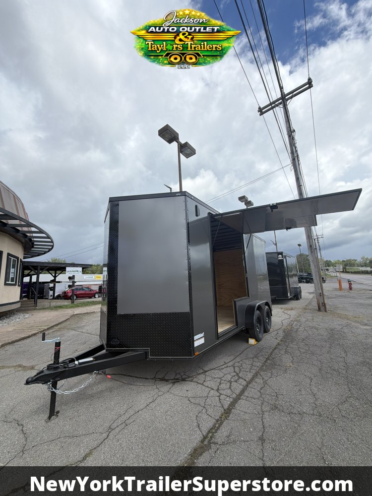 2027 Quality Cargo 7x16 w/ 7'6 Ceiling, Rear Wing w/ Lights, Escape Door, Blackout Package