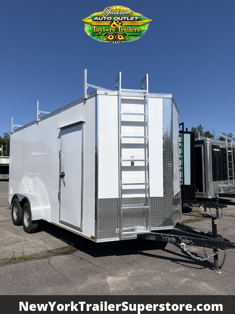 2026 Quality Cargo 7x16TA 7k GVW w/ 7' Ceiling, Ladder Racks, Walkable Roof, & Black Out Package
