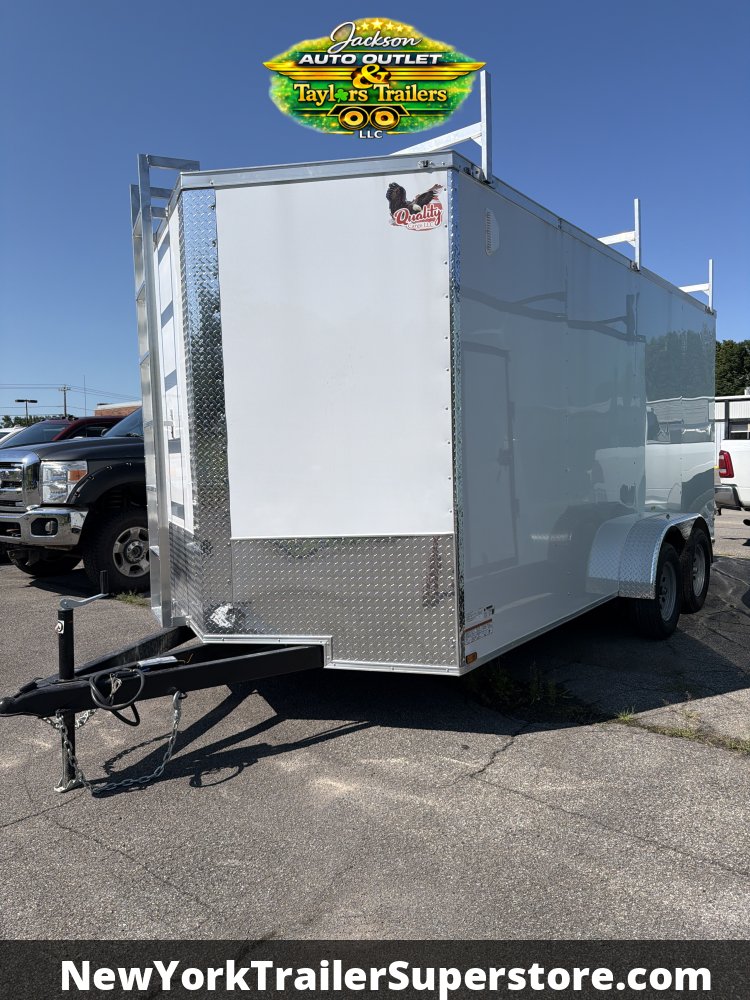 2026 Quality Cargo 7x16TA 7k GVW w/ 7' Ceiling, Ladder Racks, Walkable Roof, & Black Out Package