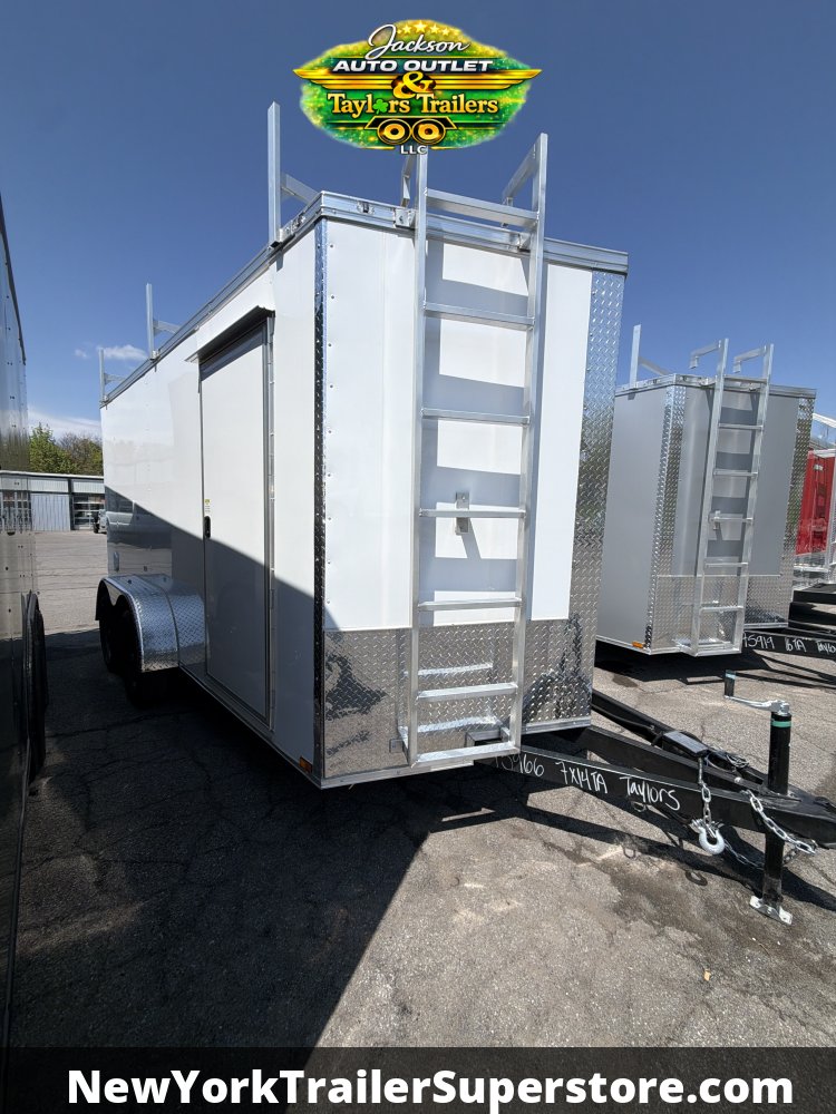 2026 Quality Cargo 7x14 w/ 6'6 Ceiling, Walkable Roof, Ladder & Ladder Racks