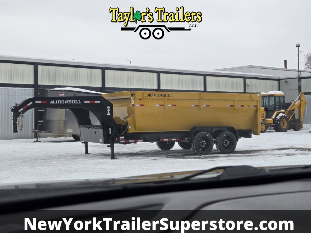 2026 Iron Bull 83x16TA Roll Off Gooseneck Dump Trailer I-Beam 16k GVW w/ 1-Yellow Bin