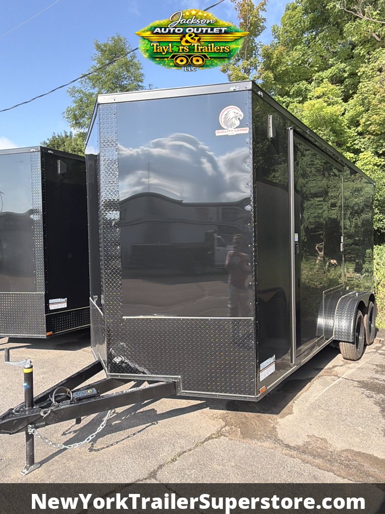 2027 Quality Cargo 7x16 w/ 7'6 Ceiling, Rear Wing w/ Lights, Escape Door, Blackout Package