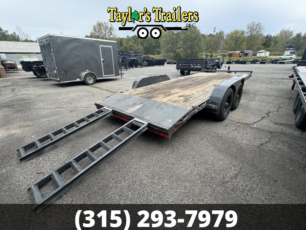 2022 Used Lamar 7x18 7000Gvw Wood Deck Car Hauler Has Dents & Dings