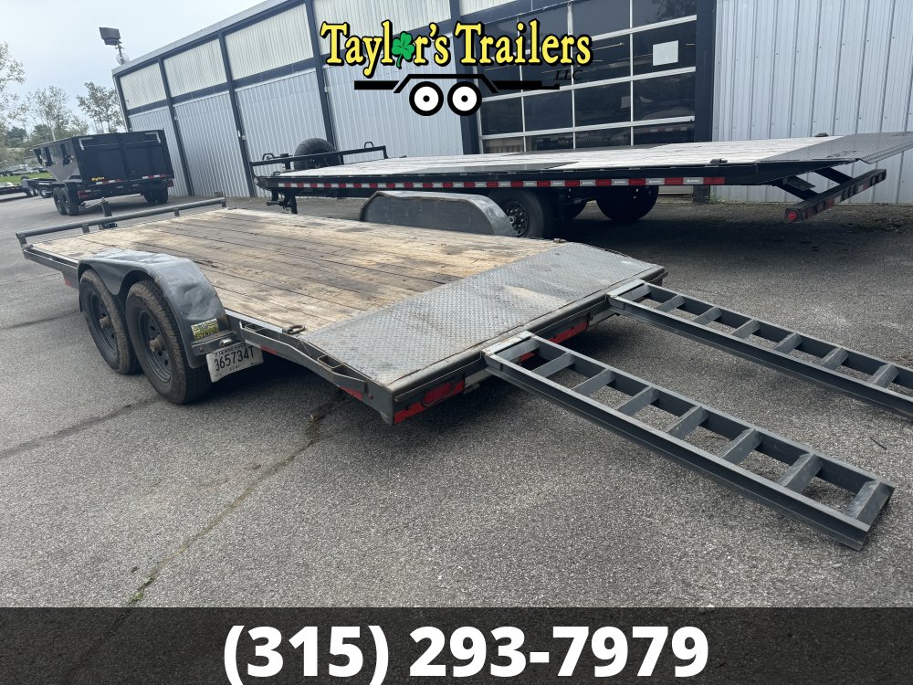 2022 Used Lamar 7x18 7000Gvw Wood Deck Car Hauler Has Dents & Dings