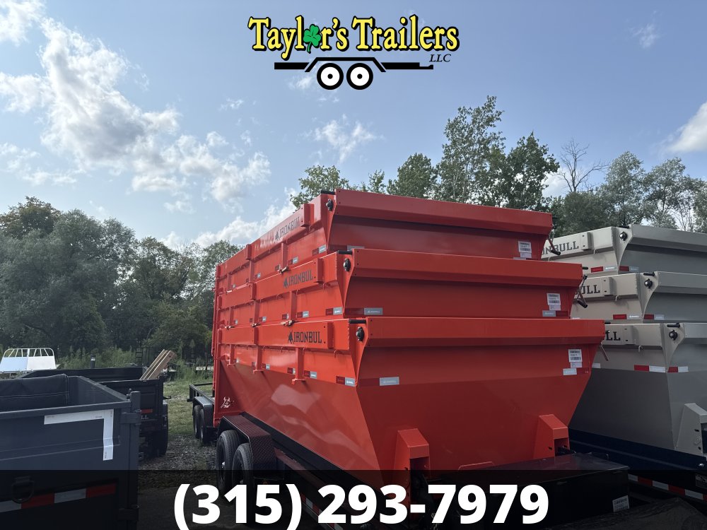 2026 Iron Bull 83x16TA Roll Off Dump Trailer 15k GVW w/ 3 16 Yard Bins & Tarp Kits