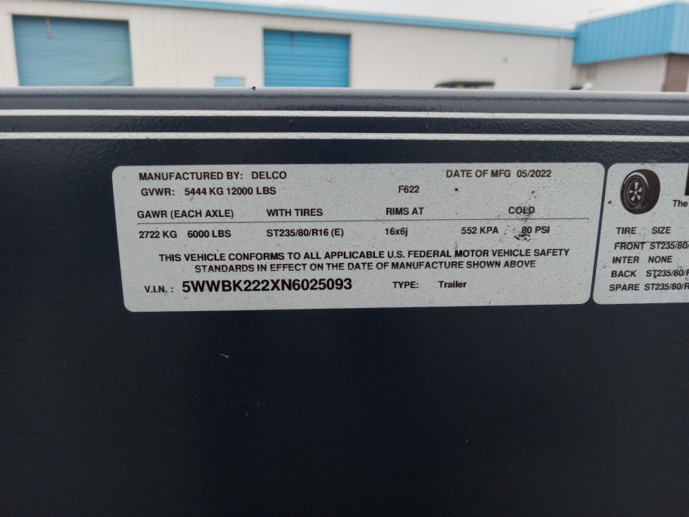 Delco 8.5x22 12,000 Deckover