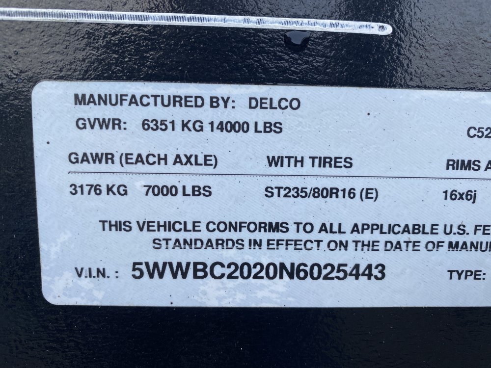 Delco 7x20 14,000 Car Hauler