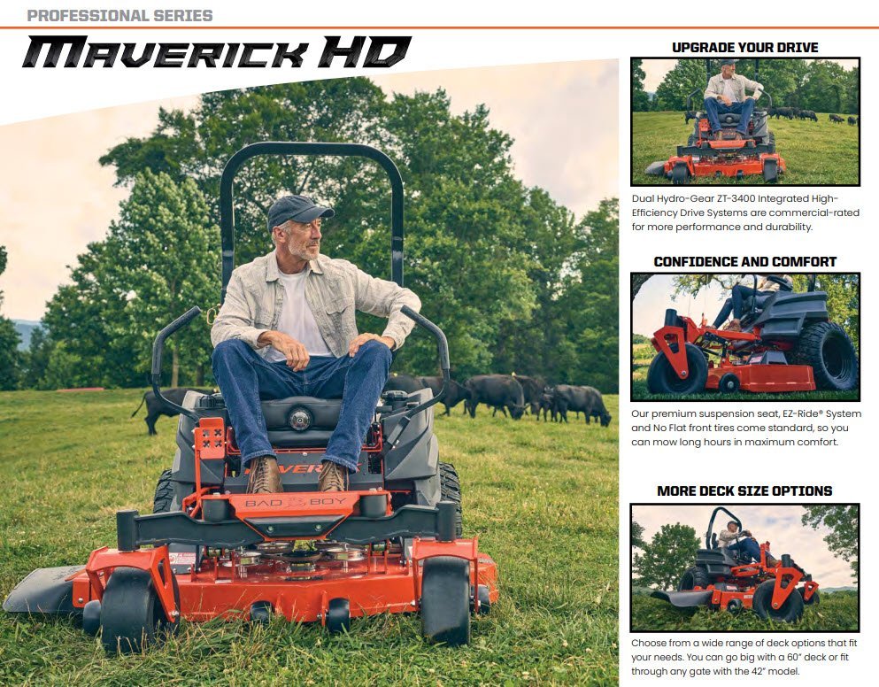 2025 MAVERICK HD 60" Kawasaki 726cc, 23.5 hp FX730 Zero Turn Mower Side Discharge