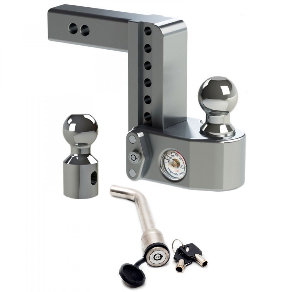 Aluminum 6" Adjustable Trailer Hitch for 2" Receiver W/ Built in Weight Scale & 2 Pc Keyed Alike Loc