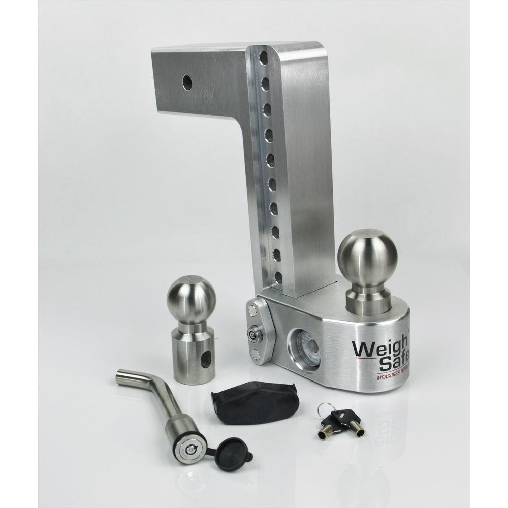 Aluminum 10" Adjustable Trailer Hitch for 3" Receiver W/ Built in Weight Scale & 2 Pc Keyed Alike Lo